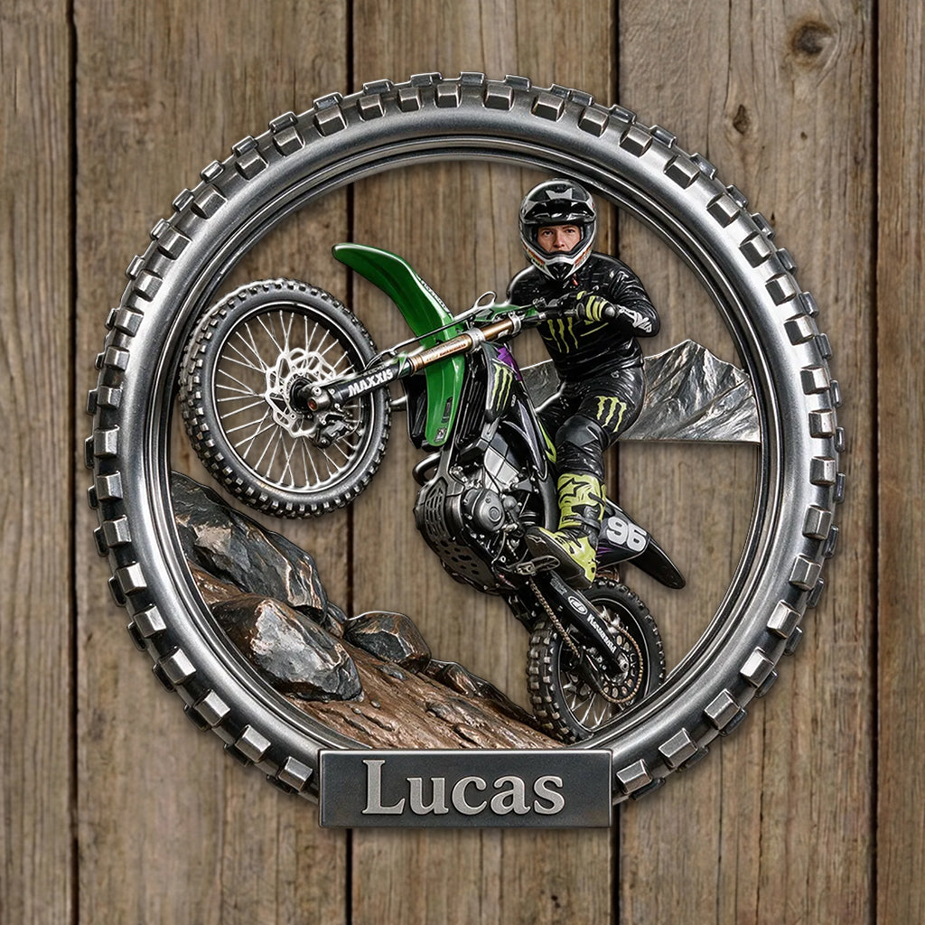 Motorbike Racer - Personalized Dirt Bike 3D Printed Cut Metal Sign
