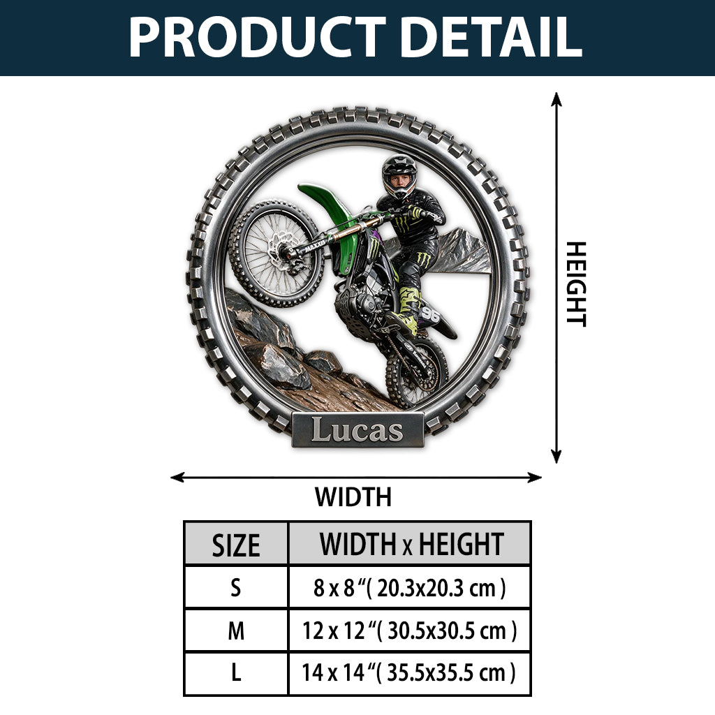 Motorbike Racer - Personalized Dirt Bike 3D Printed Cut Metal Sign