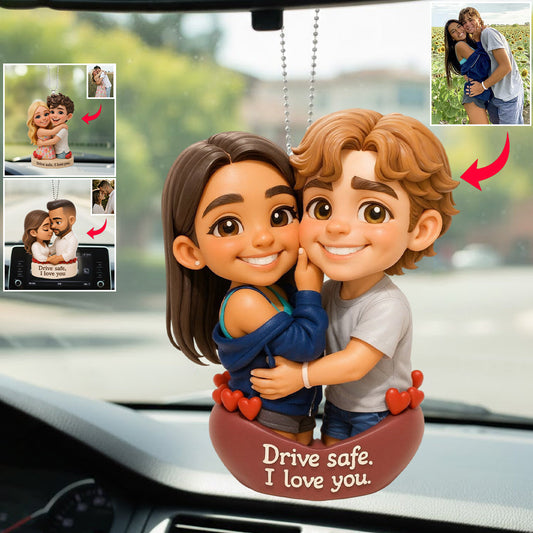 Conduisez prudemment - Ornement de voiture transparent personnalisé pour couple