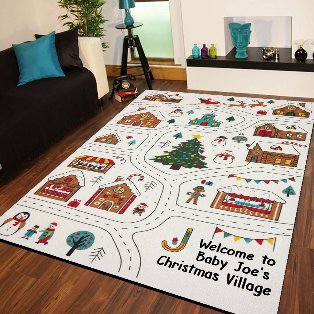 Bienvenue au village de Noël - Tapis enfant personnalisé