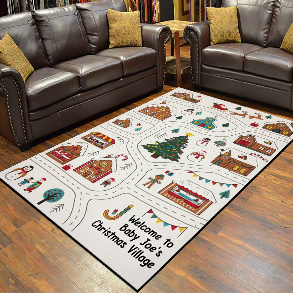 Bienvenue au village de Noël - Tapis enfant personnalisé