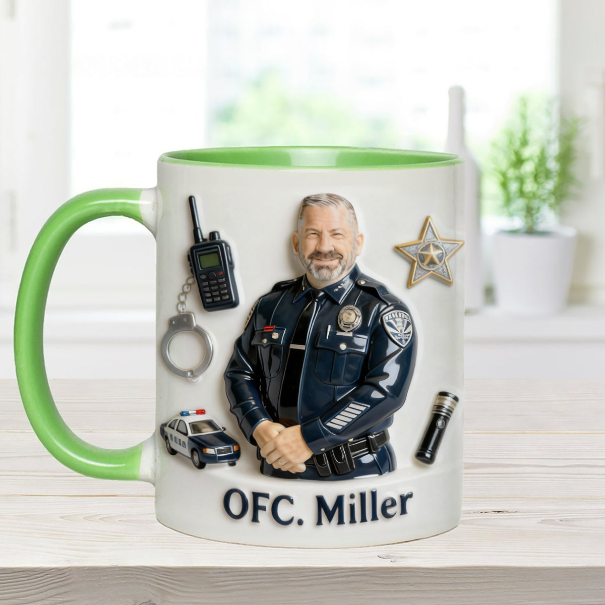 Custom From Any Photo - Personalized Police Officer Set Accent Mug with Acrylic Stirrers