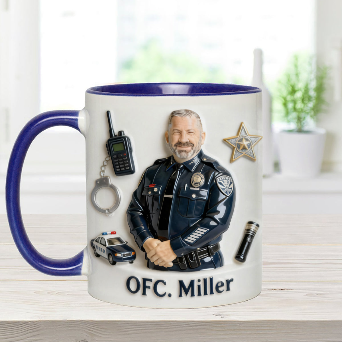 Custom From Any Photo - Personalized Police Officer Set Accent Mug with Acrylic Stirrers