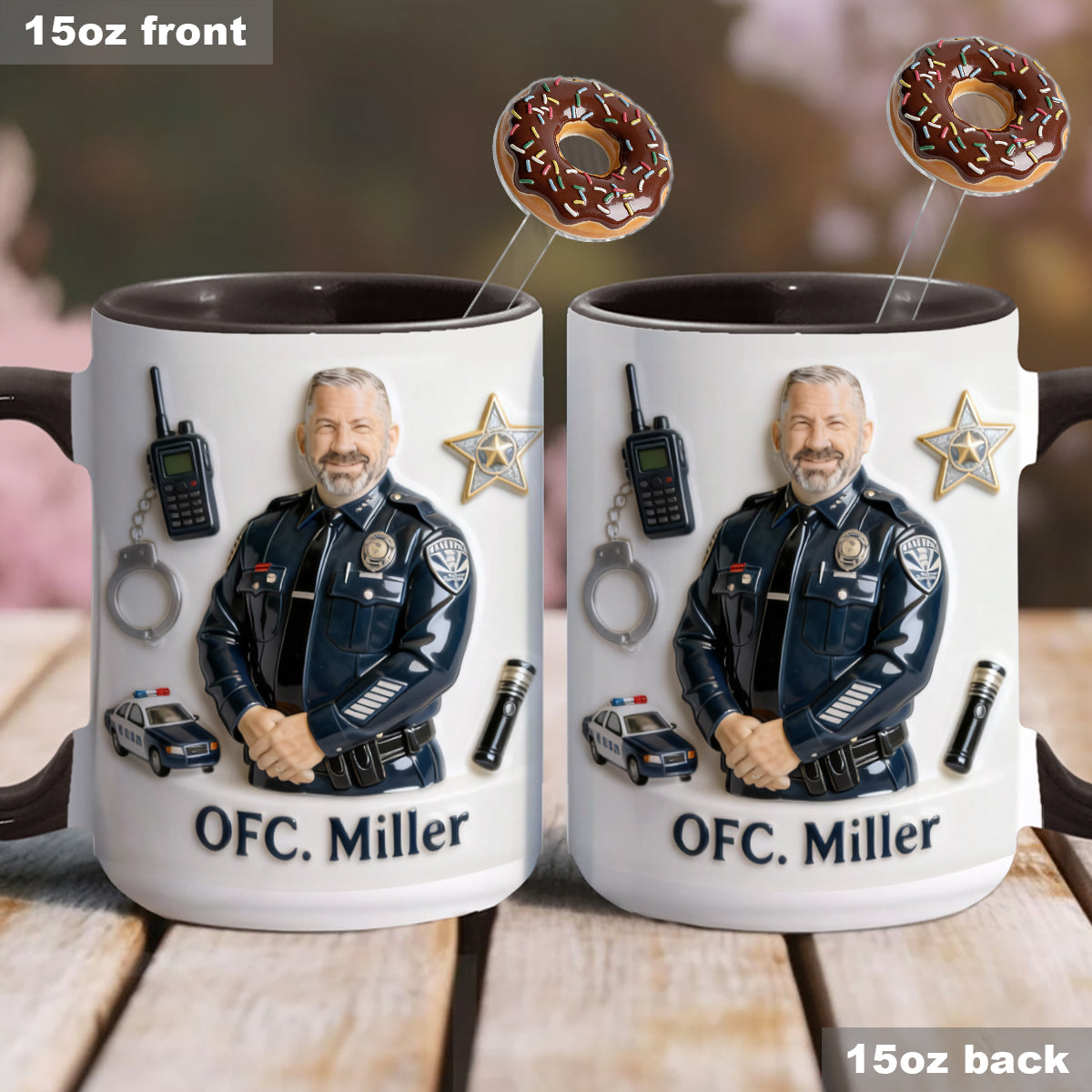 Custom From Any Photo - Personalized Police Officer Set Accent Mug with Acrylic Stirrers