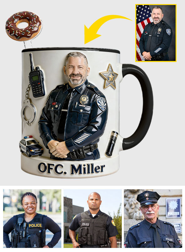 Custom From Any Photo - Personalized Police Officer Set Accent Mug with Acrylic Stirrers