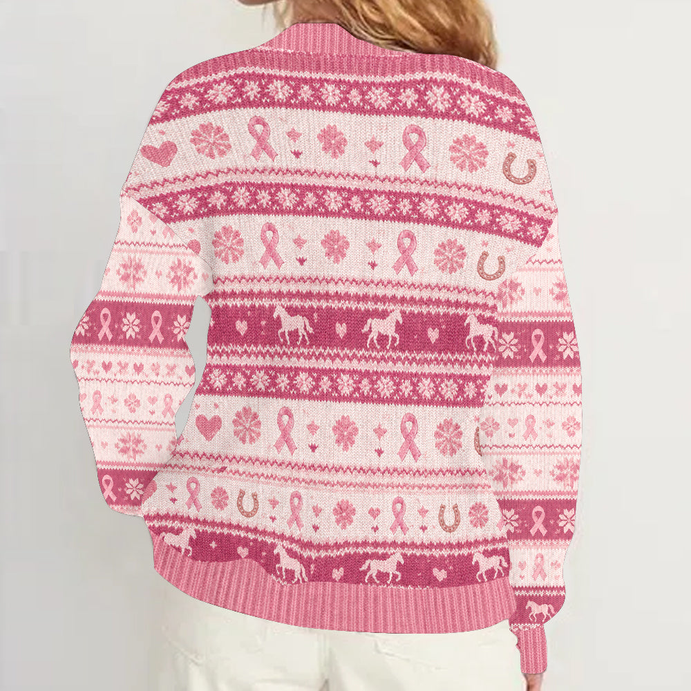 En octobre, nous portons du rose - Cardigan personnalisé pour la sensibilisation au cancer du sein