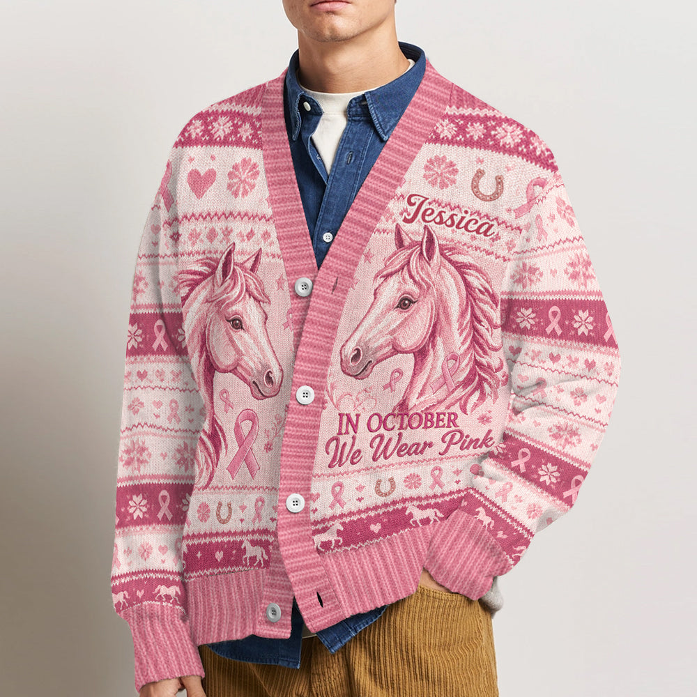 En octobre, nous portons du rose - Cardigan personnalisé pour la sensibilisation au cancer du sein