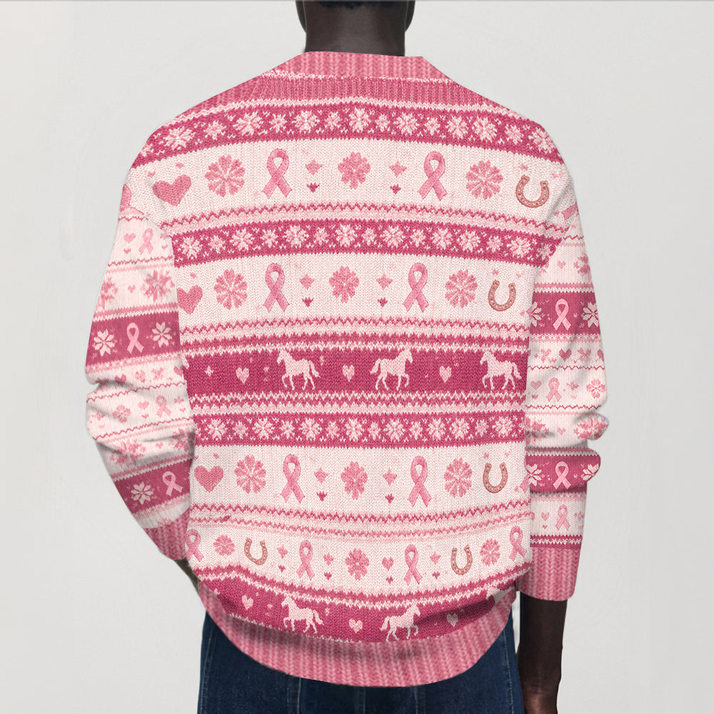 En octobre, nous portons du rose - Cardigan personnalisé pour la sensibilisation au cancer du sein
