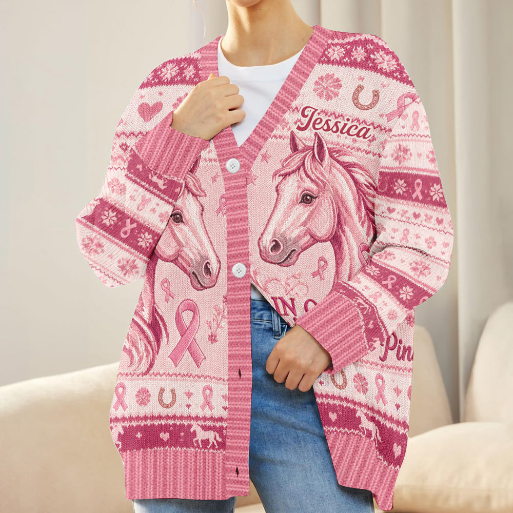 En octobre, nous portons du rose - Cardigan personnalisé pour la sensibilisation au cancer du sein