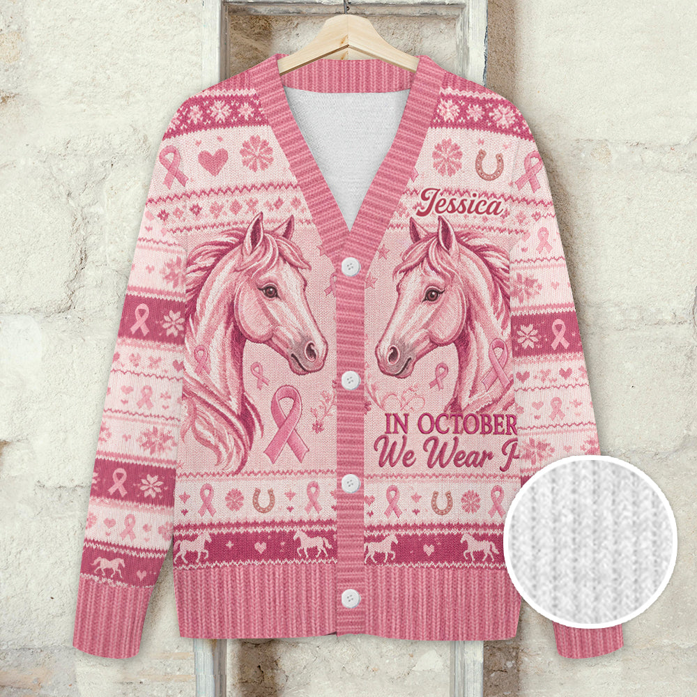 En octobre, nous portons du rose - Cardigan personnalisé pour la sensibilisation au cancer du sein