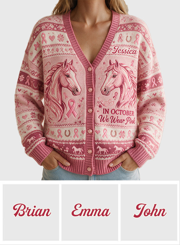 En octobre, nous portons du rose - Cardigan personnalisé pour la sensibilisation au cancer du sein