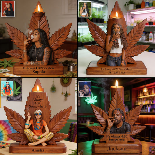 Cannabis-Enthusiast - Personalisierter Weed Kerzenhalter in individueller Form