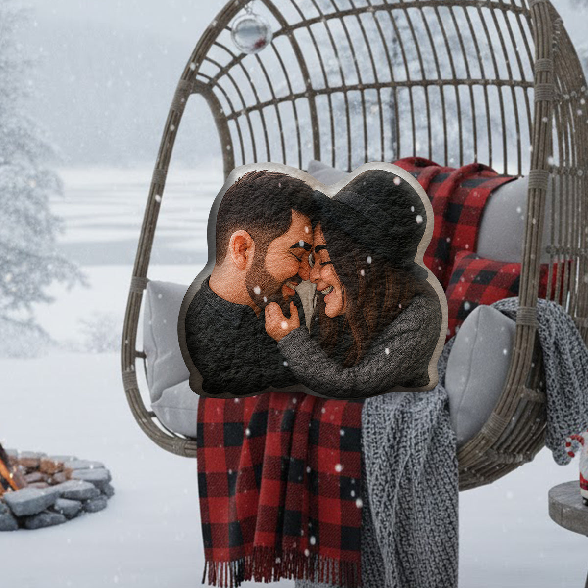 Funny Gift Cartoonish Exaggerated Mascot Style - Personalized Faux Fur Shaped Pillow