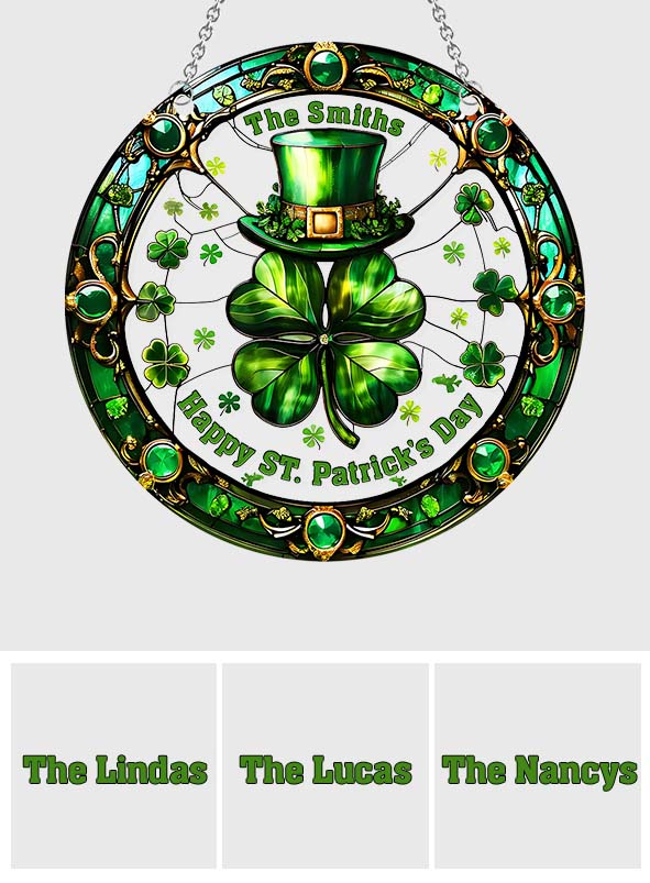 Fröhlichen St. Patrick's Day – Personalisierter Familien-Fensterhänger-Sonnenfänger als Ornament 