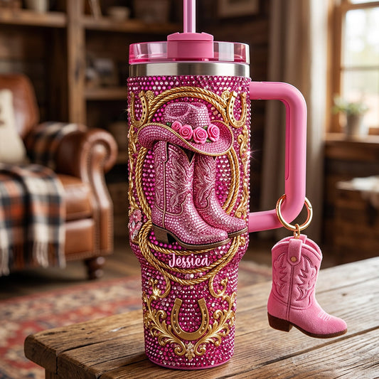 Cowgirl Stiefel - Personalisierter Cowgirl Becher Mit Plüsch Charm