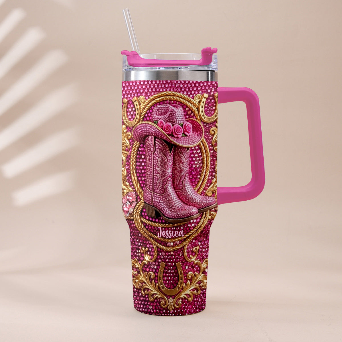 Cowgirl Stiefel - Personalisierter Cowgirl Becher Mit Plüsch Charm