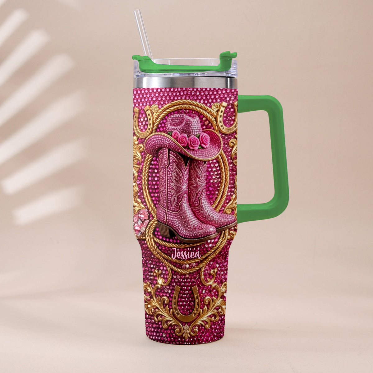 Cowgirl Stiefel - Personalisierter Cowgirl Becher Mit Plüsch Charm