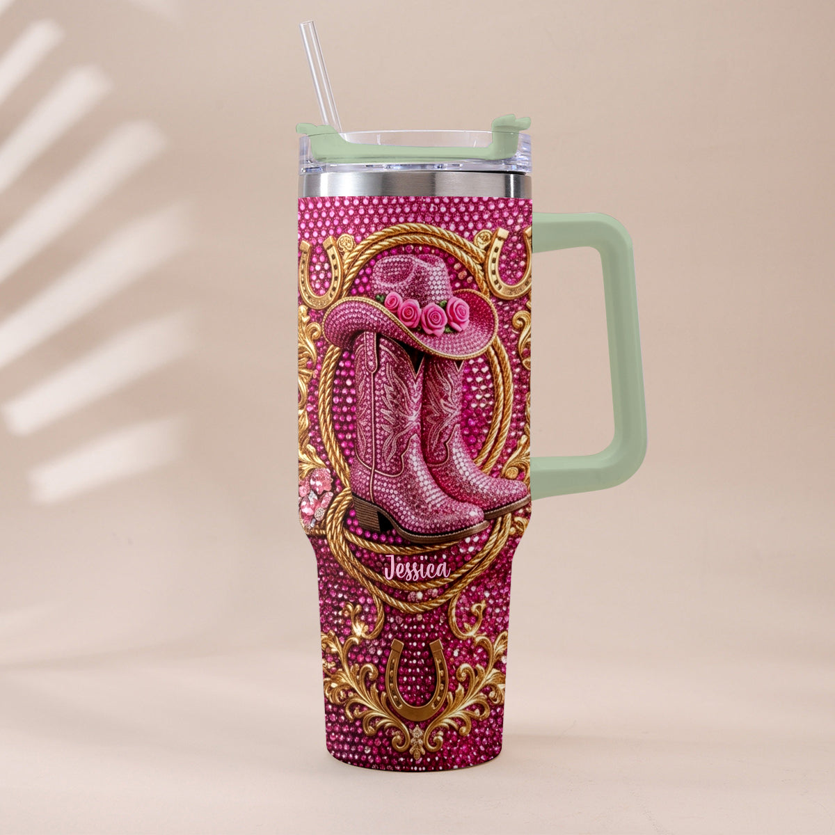 Cowgirl Stiefel - Personalisierter Cowgirl Becher Mit Plüsch Charm