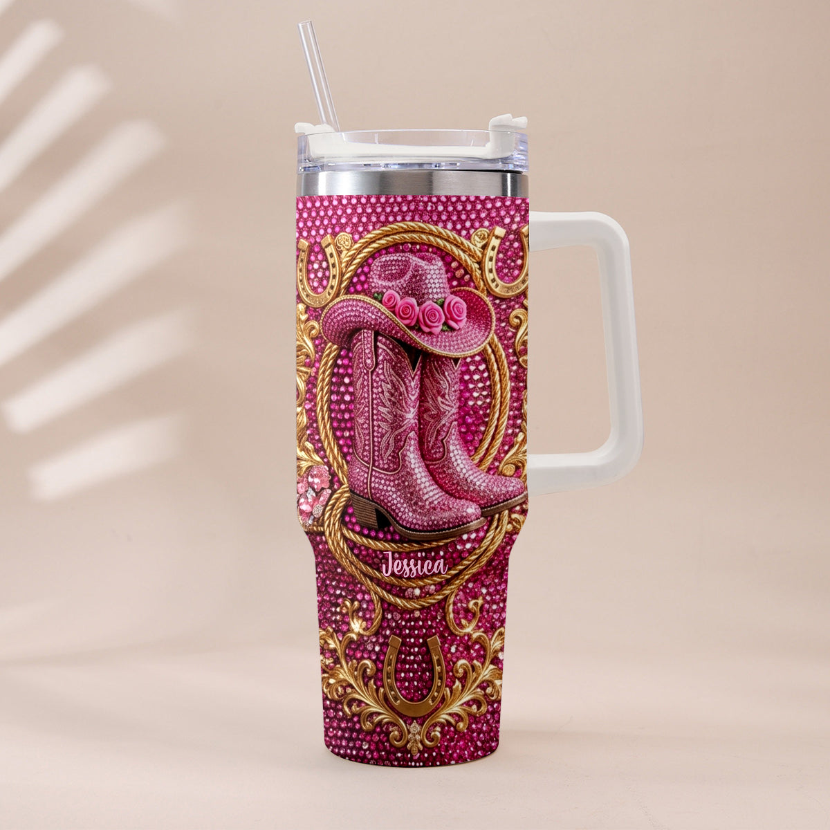Cowgirl Stiefel - Personalisierter Cowgirl Becher Mit Plüsch Charm