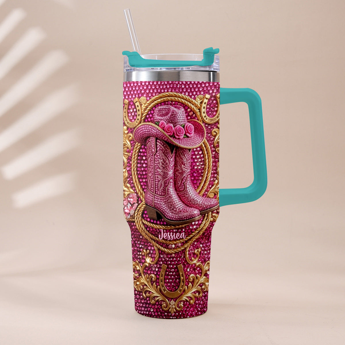 Cowgirl Stiefel - Personalisierter Cowgirl Becher Mit Plüsch Charm