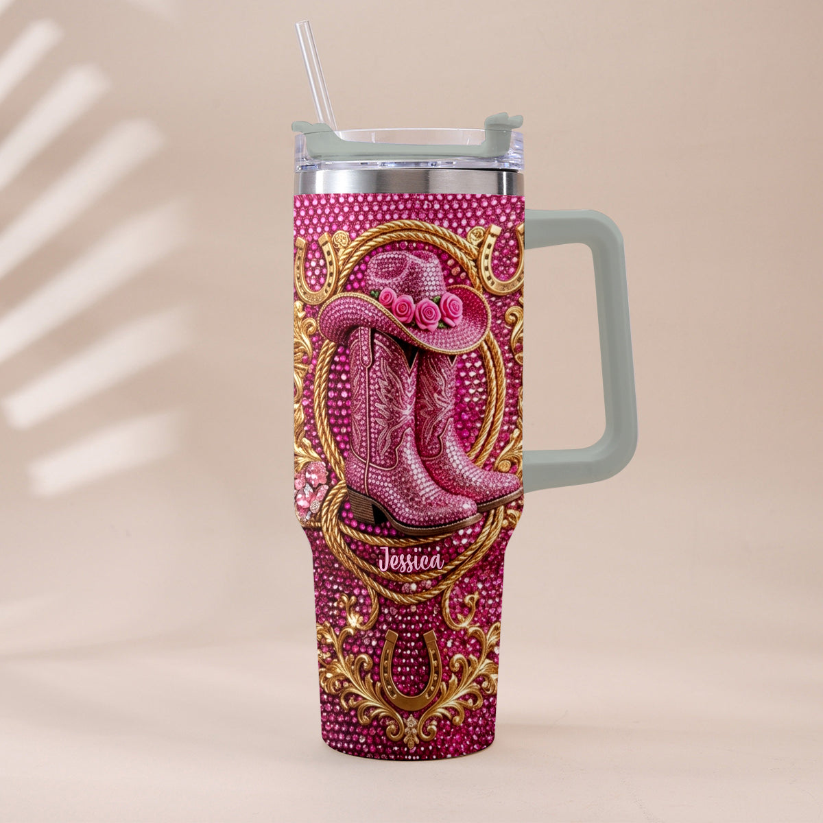 Cowgirl Stiefel - Personalisierter Cowgirl Becher Mit Plüsch Charm