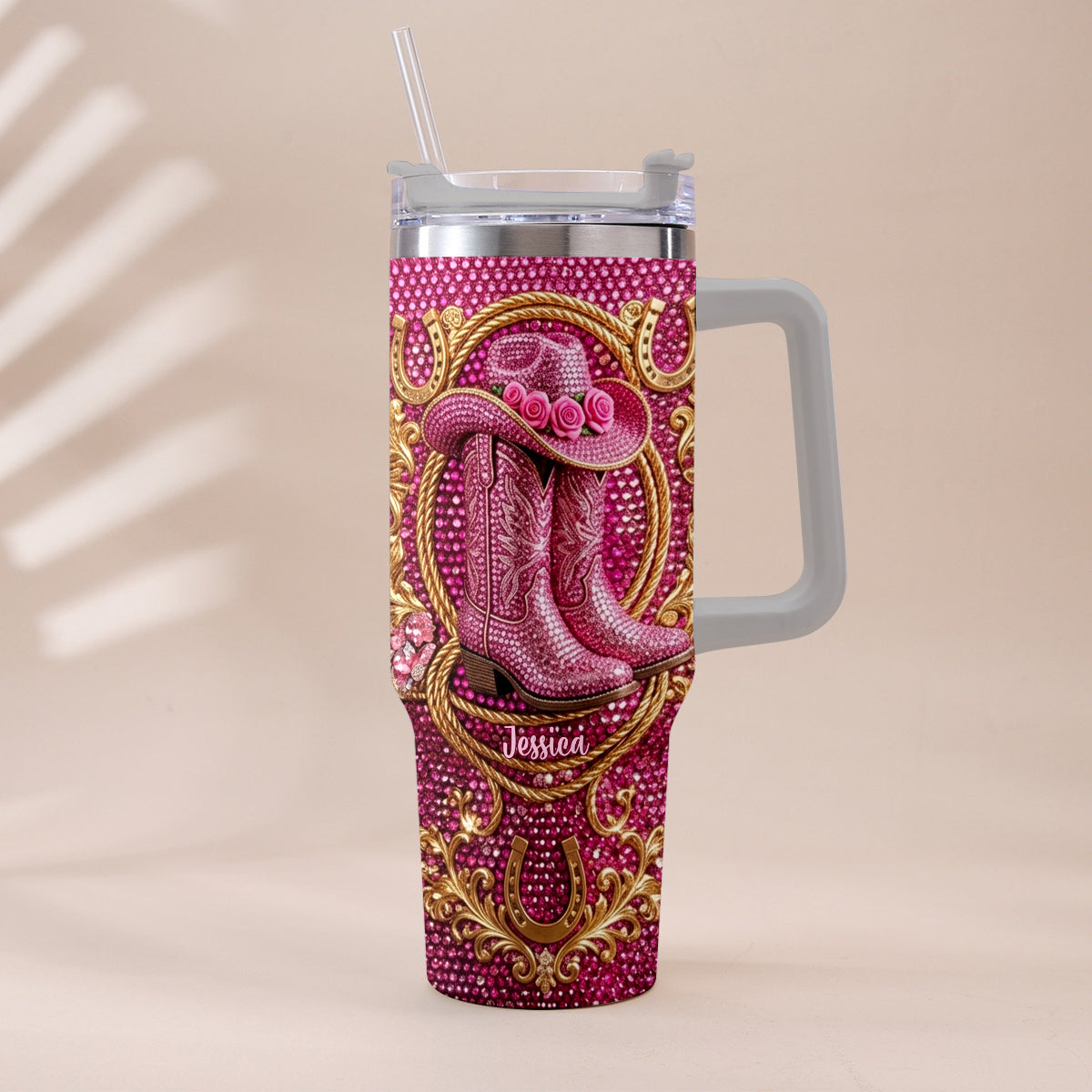 Cowgirl Stiefel - Personalisierter Cowgirl Becher Mit Plüsch Charm