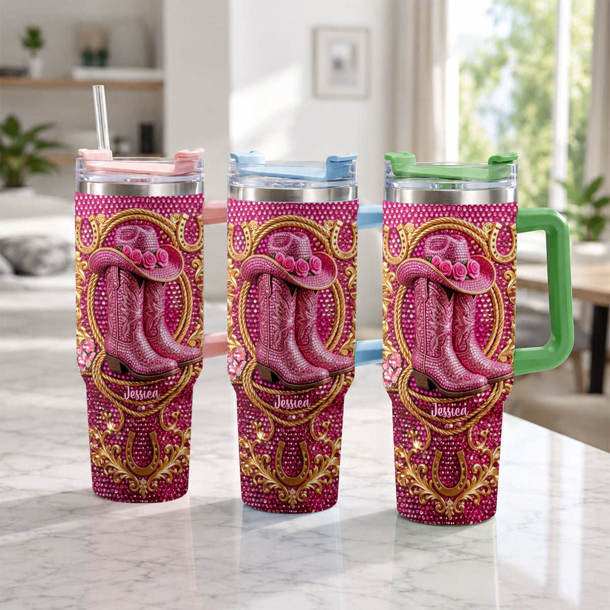 Cowgirl Stiefel - Personalisierter Cowgirl Becher Mit Plüsch Charm