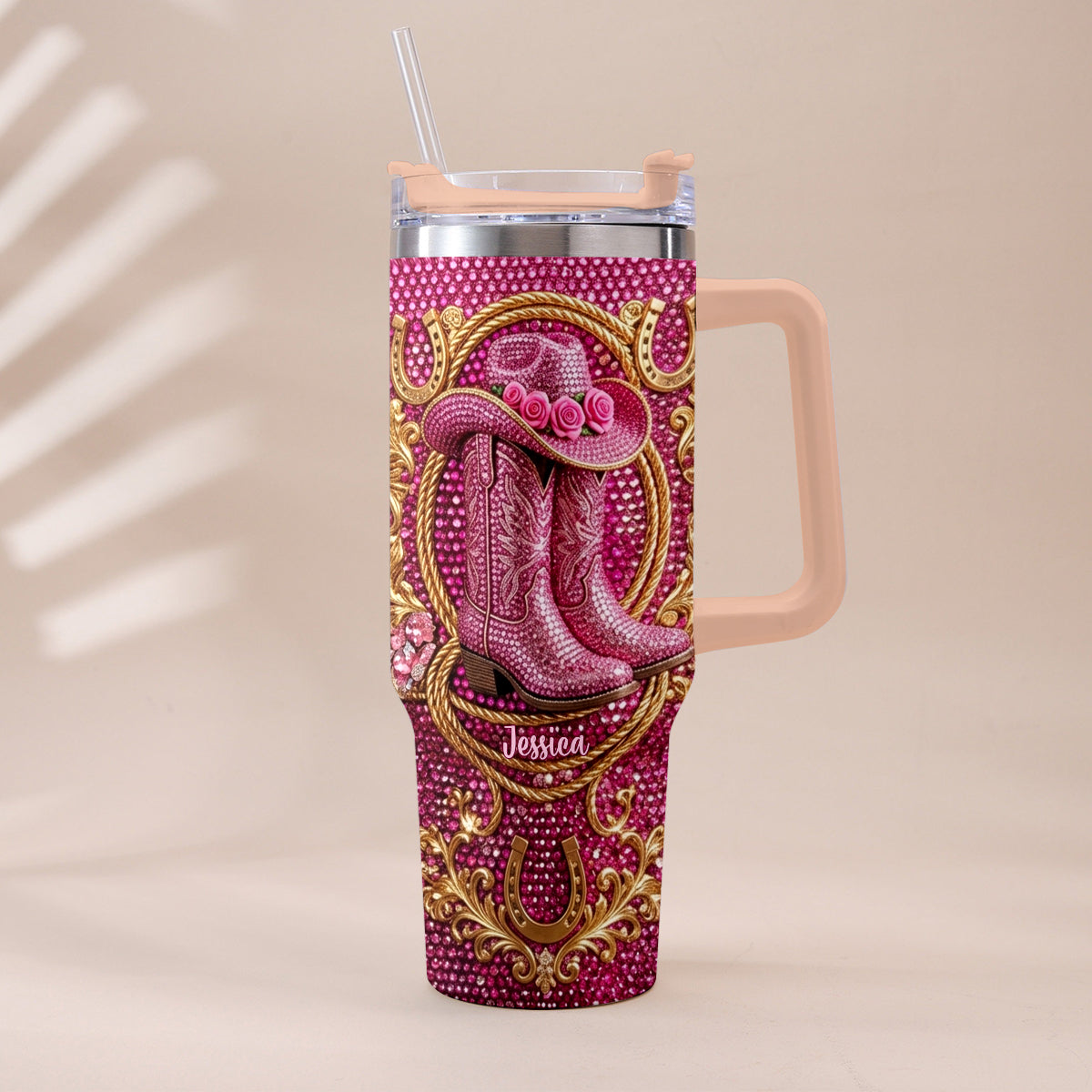 Cowgirl Stiefel - Personalisierter Cowgirl Becher Mit Plüsch Charm