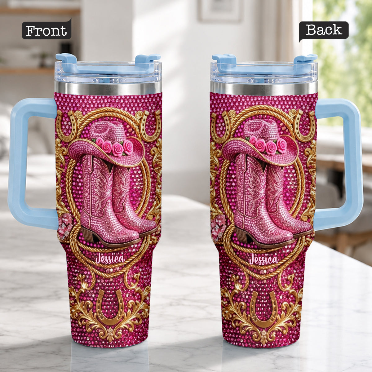 Cowgirl Stiefel - Personalisierter Cowgirl Becher Mit Plüsch Charm