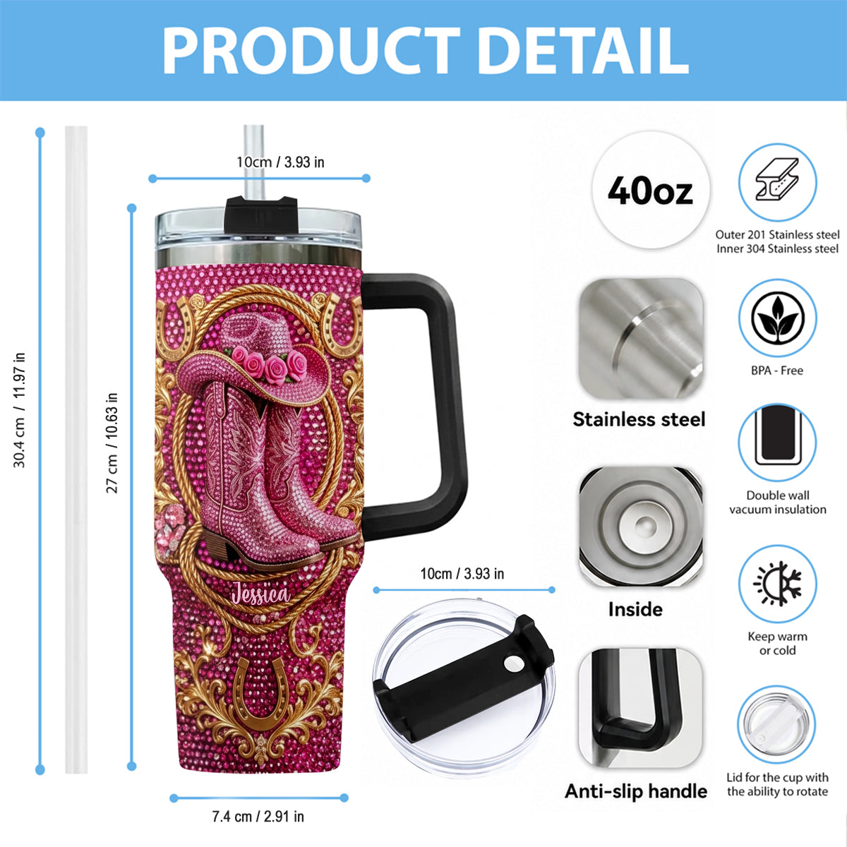 Cowgirl Stiefel - Personalisierter Cowgirl Becher Mit Plüsch Charm