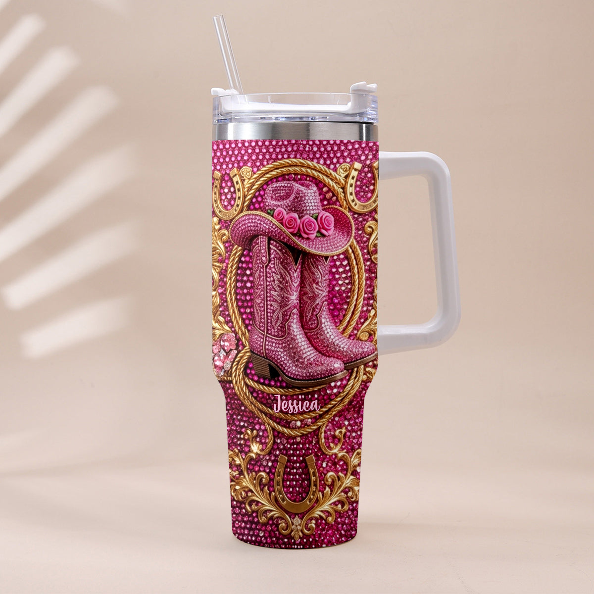 Cowgirl Stiefel - Personalisierter Cowgirl Becher Mit Plüsch Charm