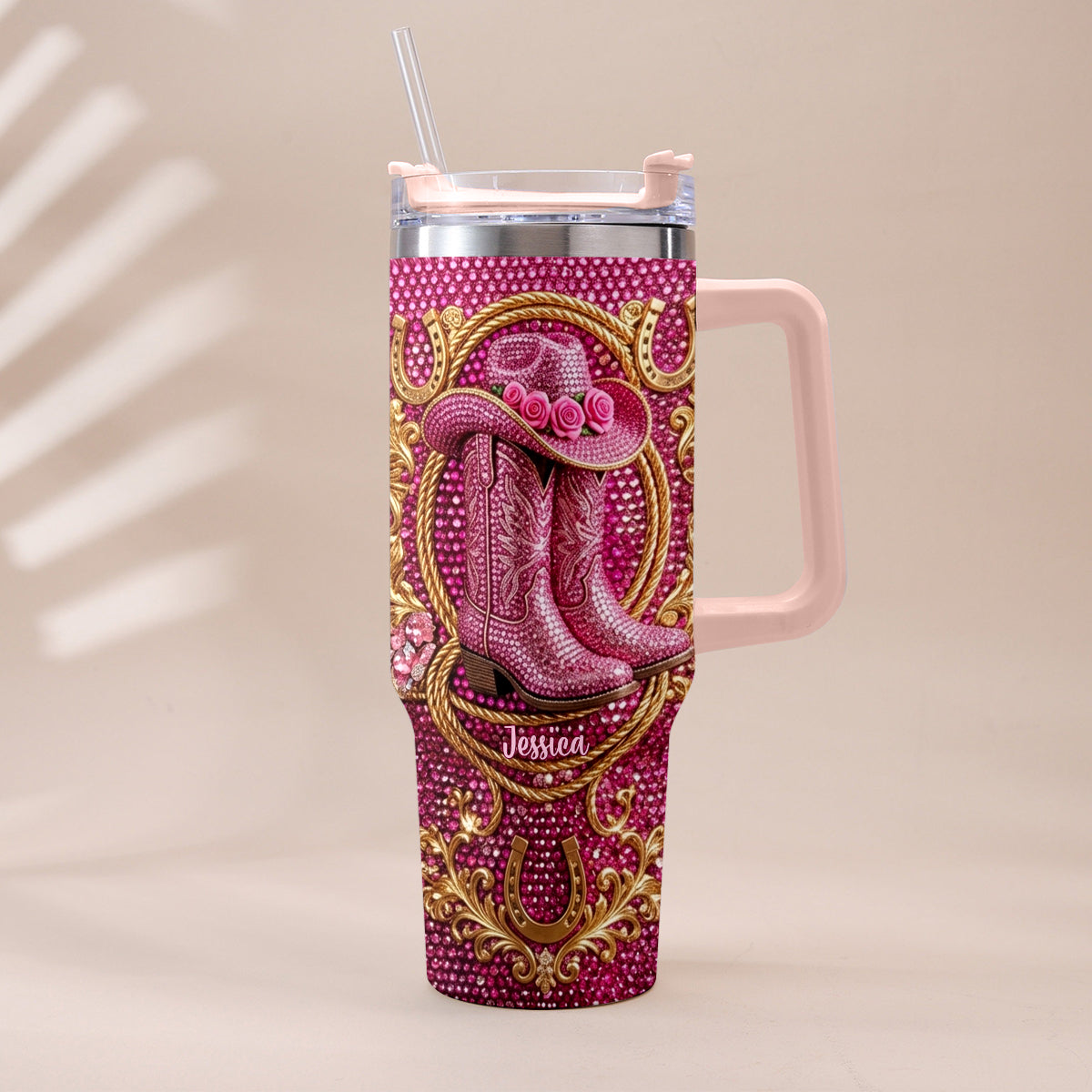 Cowgirl Stiefel - Personalisierter Cowgirl Becher Mit Plüsch Charm