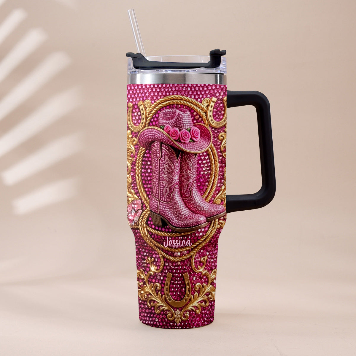 Cowgirl Stiefel - Personalisierter Cowgirl Becher Mit Plüsch Charm