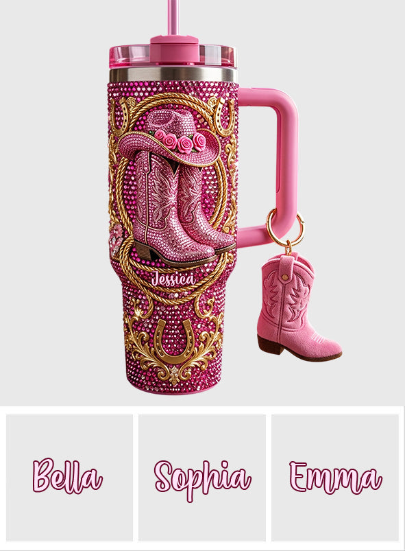 Cowgirl Stiefel - Personalisierter Cowgirl Becher Mit Plüsch Charm