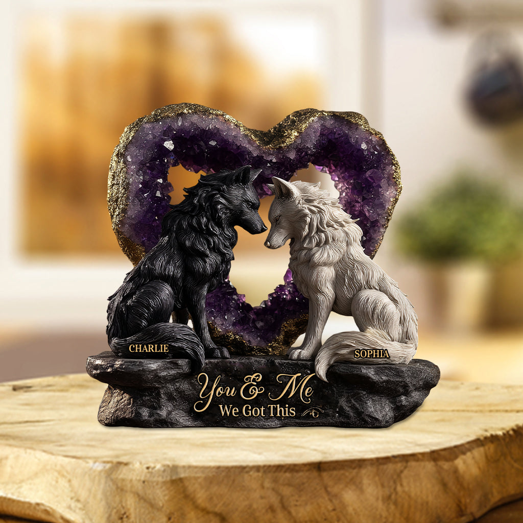 Amethyst Style Wolf Couple - Personalized Couple Custom Shaped Acrylic Plaque