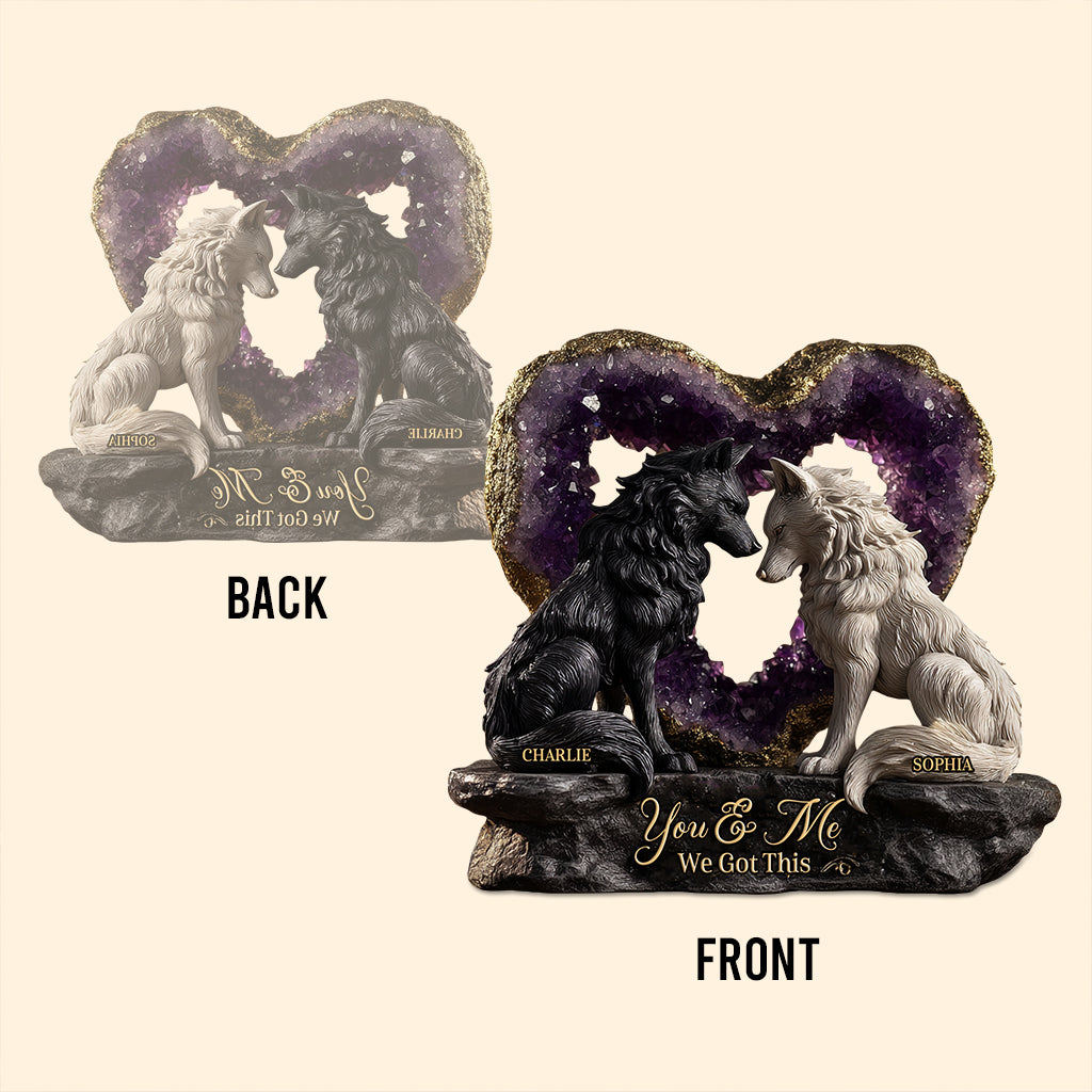 Amethyst Style Wolf Couple - Personalized Couple Custom Shaped Acrylic Plaque