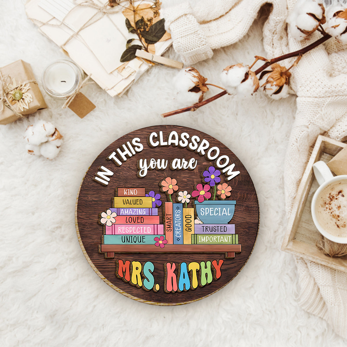 Back To School, Teacher Gift Idea - Personalized Teacher 2 Layered Wood Sign / Wood Plaque