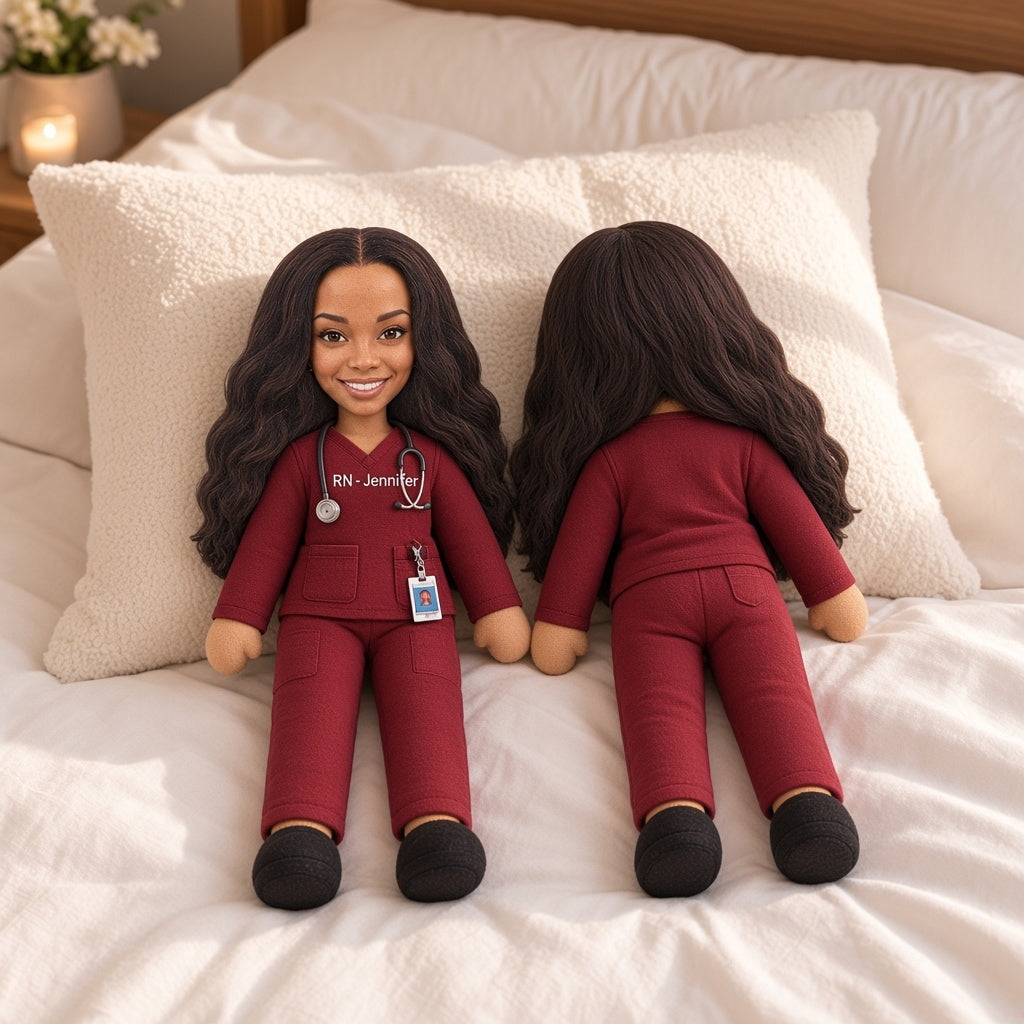 Custom Photo Mini Me Doll - Personalized Nurse Poseable Doll Gift Box