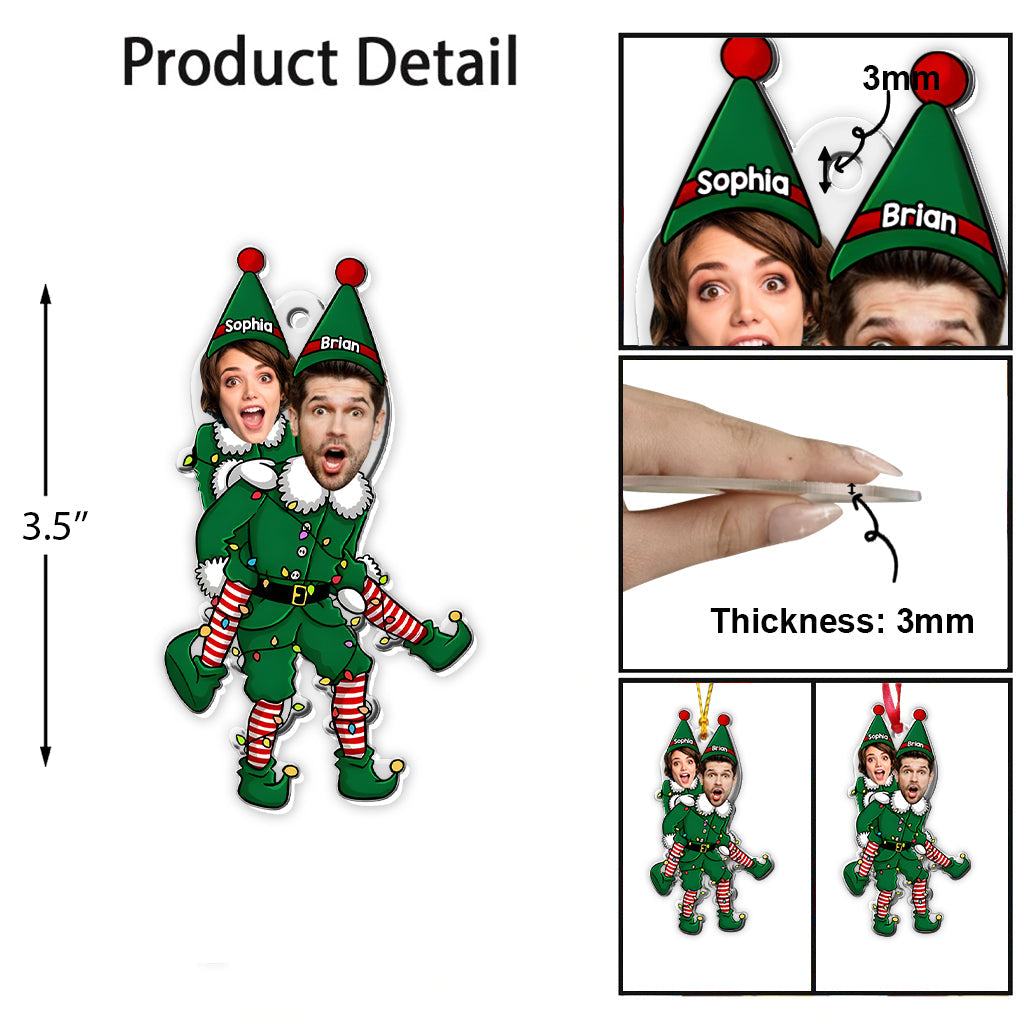 Playful Elf - Personalized Couple Transparent Ornament