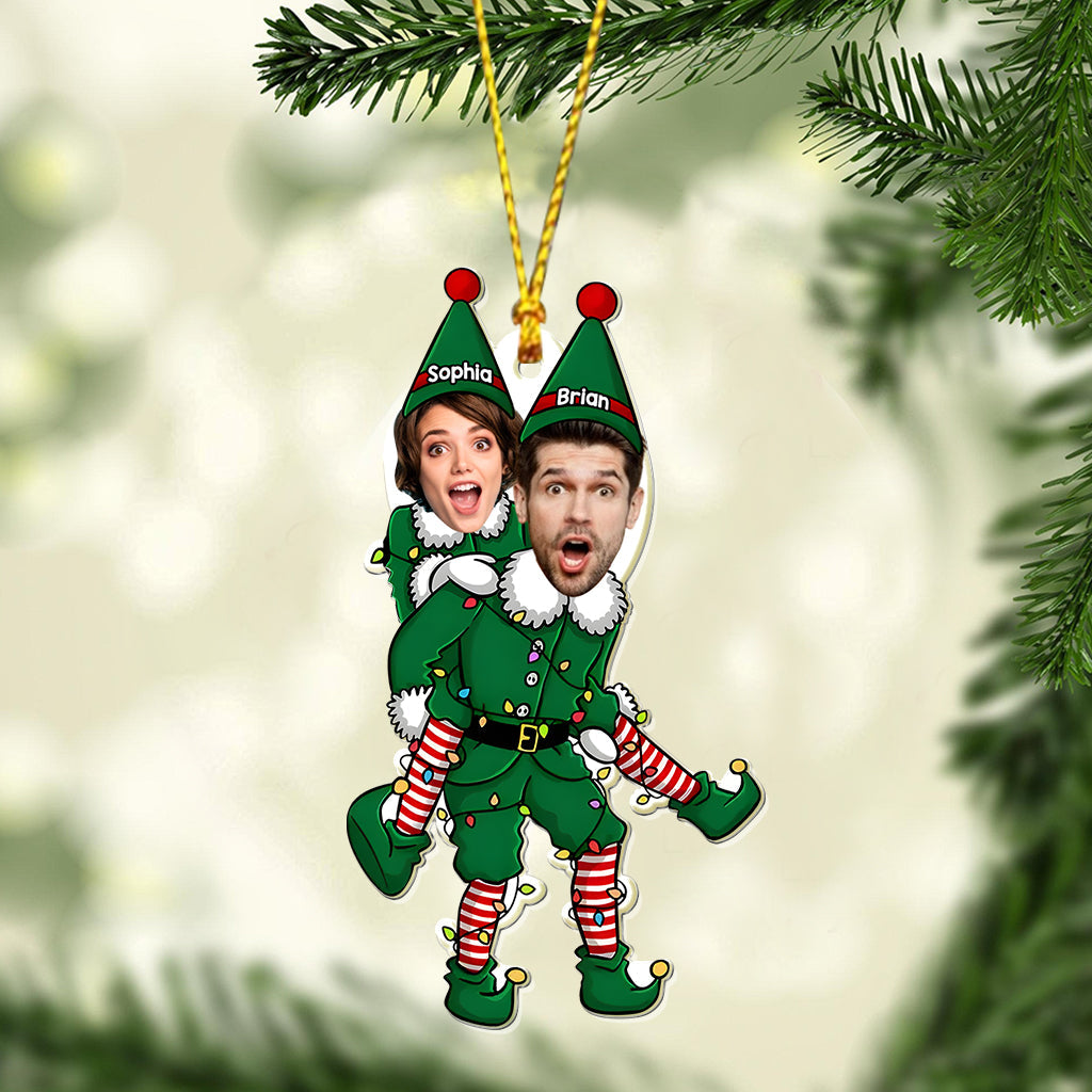 Playful Elf - Personalized Couple Transparent Ornament