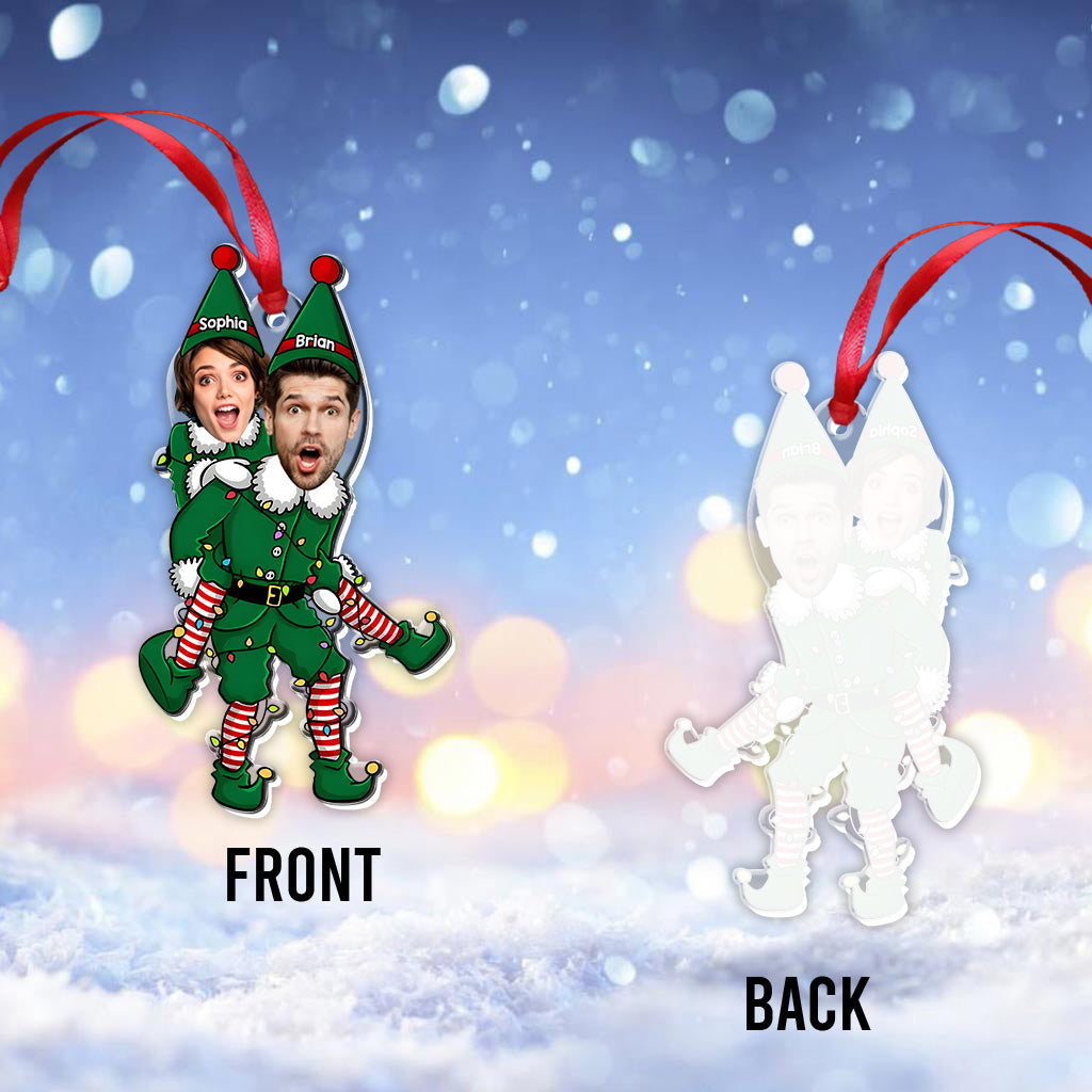 Playful Elf - Personalized Couple Transparent Ornament