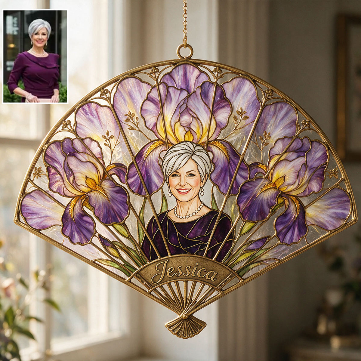 Ornement en Verre Floral Élégant - Suncatcher en Verre Imprimé 3D Personnalisé