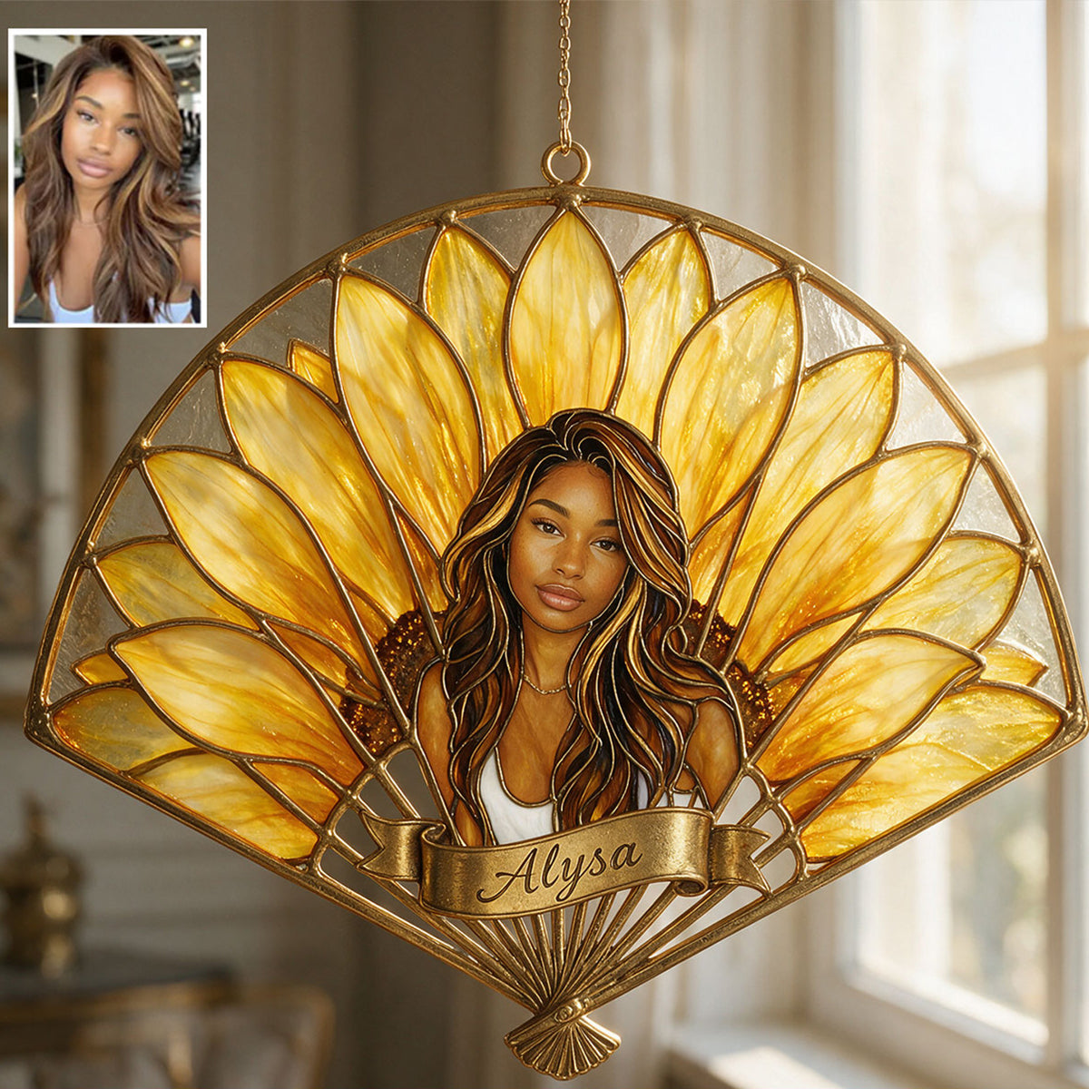 Ornement en Verre Floral Élégant - Suncatcher en Verre Imprimé 3D Personnalisé
