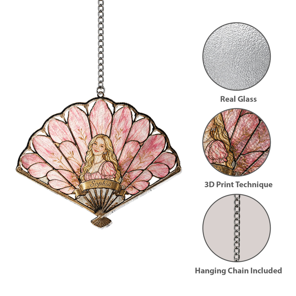 Ornement en Verre Floral Élégant - Suncatcher en Verre Imprimé 3D Personnalisé