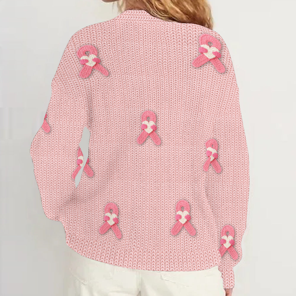 Brustkrebs-Schleife – Personalisierter Cardigan zur Sensibilisierung für Brustkrebs