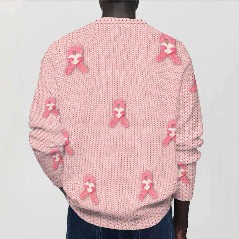 Brustkrebs-Schleife – Personalisierter Cardigan zur Sensibilisierung für Brustkrebs