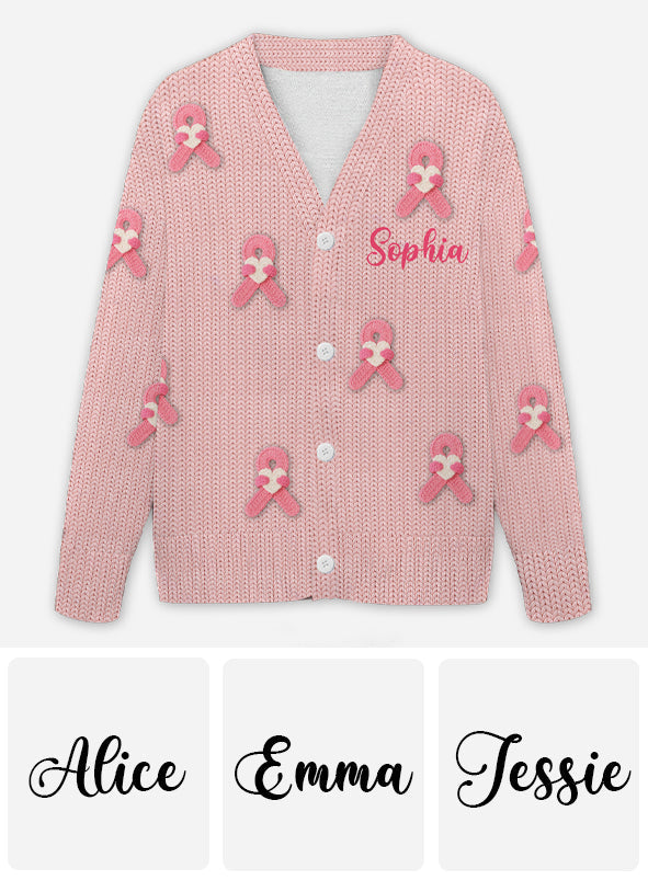 Brustkrebs-Schleife – Personalisierter Cardigan zur Sensibilisierung für Brustkrebs