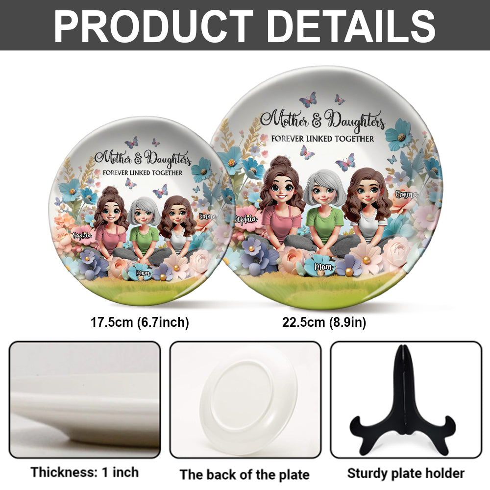 Mother & Daughter Forever Linked Together - Personalized Mother Ceramic Round Plate