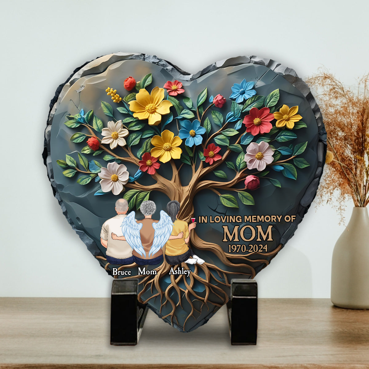 In Loving Memory of Mother - Personalized Mother Heart Shaped Stone