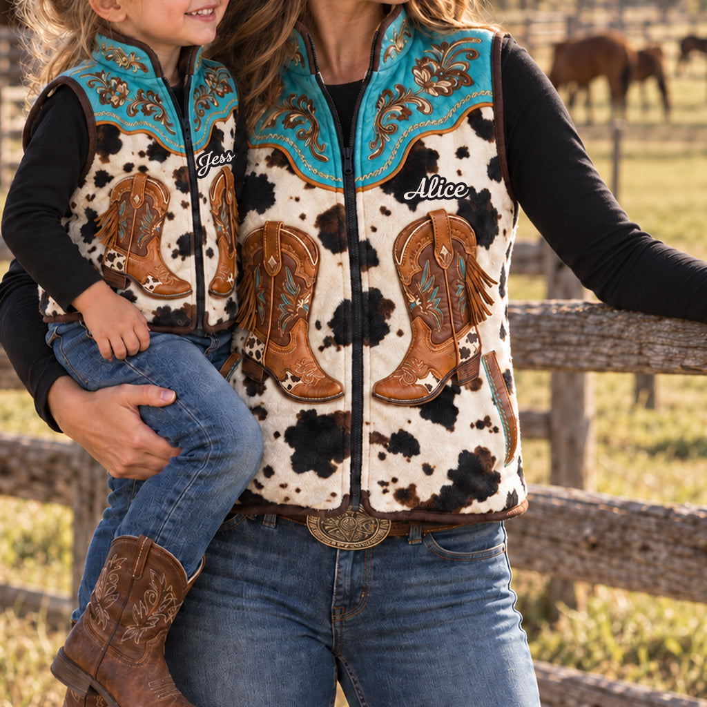 Cowgirl Boots - Personalized Cowgirl Flannel Fleece Vest